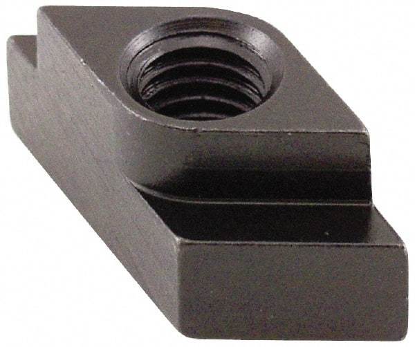 Jergens - 3/8-16 Tapped Through Quarter Turn T Slot Nut - 0.495" Slot Width, 1/2 x 9/32" Base Width x Height, 7/8 x 1/2" OAL x Height - USA Tool & Supply