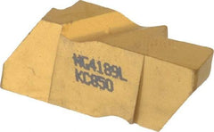 Kennametal - 4189NG Grade KC850, 4.8mm Cutting Width Carbide Grooving Insert - 6.35mm Max Depth of Cut, Left Hand, 0.57mm Corner Radius, TiC/TiCN/TiN Finish - USA Tool & Supply
