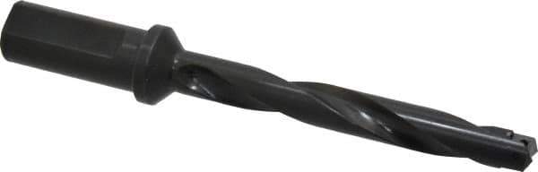 Allied Machine and Engineering - Series 1, 45/64 to 15/16" Diam, 1" Diam Straight Shank with Flange, Helical Flute Spade Drill - 4-5/8" Max Depth, 6-15/64" Body Length, 8-3/8" OAL, Intermediate Length, Through Coolant - USA Tool & Supply