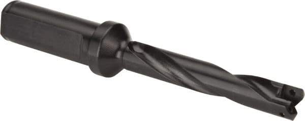 Allied Machine and Engineering - Series 0, 33/64 to 11/16" Diam, 3/4" Diam Straight Shank with Flange, Helical Flute Spade Drill - 2-1/2" Max Depth, 3-47/64" Body Length, 5-21/32" OAL, Standard Length, Through Coolant - USA Tool & Supply
