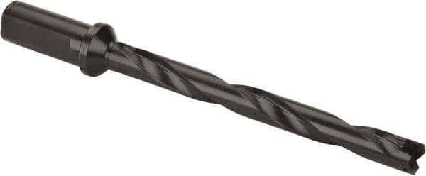 Allied Machine and Engineering - Series 1, 45/64 to 15/16" Diam, 1" Diam Straight Shank with Flange, Helical Flute Spade Drill - 6-5/8" Max Depth, 8-15/64" Body Length, 10-3/8" OAL, Standard Length, Through Coolant - USA Tool & Supply