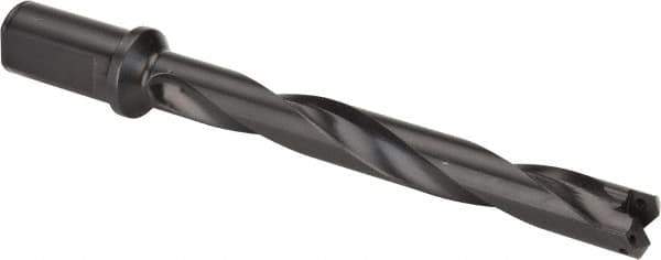 Allied Machine and Engineering - Series 2, 31/32 to 1-3/8" Diam, 1-1/4" Diam Straight Shank with Flange, Helical Flute Spade Drill - 7-3/8" Max Depth, 9-13/64" Body Length, 11-11/32" OAL, Standard Length, Through Coolant - USA Tool & Supply