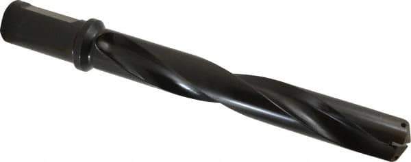 Allied Machine and Engineering - Series 2.5, 1-3/16 to 1-3/8" Diam, 1-1/4" Diam Straight Shank with Flange, Helical Flute Spade Drill - 7-3/8" Max Depth, 9-13/64" Body Length, 11-11/32" OAL, Standard Length, Through Coolant - USA Tool & Supply