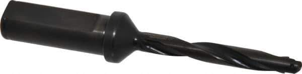 Allied Machine and Engineering - Series Y, 3/8 to 27/64" Diam, 3/4" Diam Straight Shank with Flange, Helical Flute Spade Drill - 2-3/8" Max Depth, 3-5/8" Body Length, 5-9/16" OAL, Standard Length, Through Coolant - USA Tool & Supply
