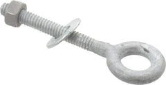 Value Collection - 1/4-20, Zinc-Plated Finish, Forged Steel Forged Eye Bolt - 1-3/4" Thread Length, 1/2" ID x 1" OD, 3" Shank Length - USA Tool & Supply