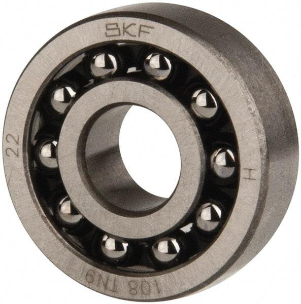 SKF - 8mm Bore Diam, 22mm OD, Open Self Aligning Radial Ball Bearing - 7mm Wide, 2 Rows, Round Bore, 126 Lb Static Capacity, 596 Lb Dynamic Capacity - USA Tool & Supply