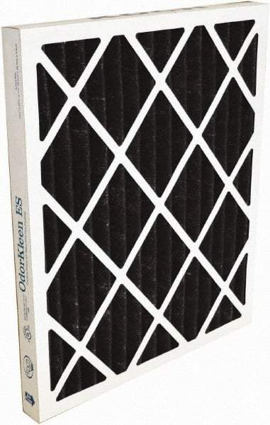 Made in USA - 24" Noml Height x 24" Noml Width x 2" Noml Depth, 70% Capture Efficiency, Wire-Backed Pleated Air Filter - MERV 8, Cotton/Polyester & Activated Carbon, Integrated Beverage Board Frame, 500 Max FPM, 2,000 CFM, For Any Unit - USA Tool & Supply