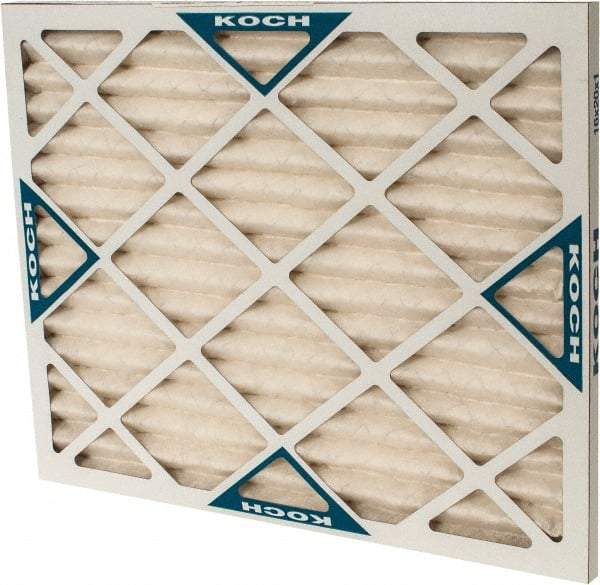 Made in USA - 16" Noml Height x 20" Noml Width x 1" Noml Depth, 30 to 35% Capture Efficiency, Wire-Backed Pleated Air Filter - MERV 8, Synthetic with Antimicrobial Protection, Integrated Beverage Board Frame, 300 Max FPM, 670 CFM, For Any Unit - USA Tool & Supply