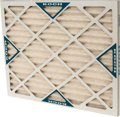 Made in USA - 16" Noml Height x 20" Noml Width x 1" Noml Depth, 30 to 35% Capture Efficiency, Wire-Backed Pleated Air Filter - MERV 8, Synthetic with Antimicrobial Protection, Integrated Beverage Board Frame, 300 Max FPM, 670 CFM, For Any Unit - USA Tool & Supply