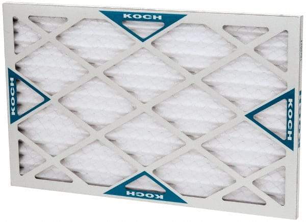 Made in USA - 16" Noml Height x 25" Noml Width x 1" Noml Depth, 30 to 35% Capture Efficiency, Wire-Backed Pleated Air Filter - MERV 8, Synthetic with Antimicrobial Protection, Integrated Beverage Board Frame, 300 Max FPM, 840 CFM, For Any Unit - USA Tool & Supply