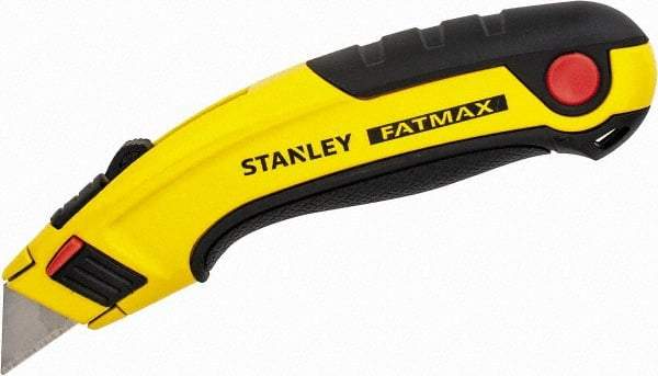 Stanley - Retractable Utility Knife - 60mm Blade, Yellow & Black Aluminum Handle, 5 Blades Included - USA Tool & Supply