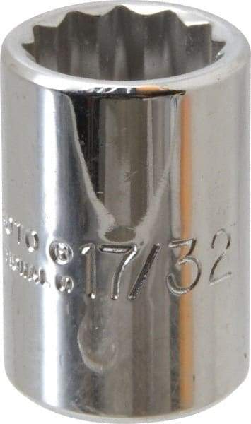 Proto - 17/32", 3/8" Drive, Standard Hand Socket - 12 Points, 1-1/8" OAL, Alloy Steel, Chrome Finish - USA Tool & Supply