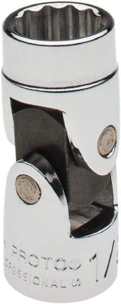 Proto - 1/2", 3/8" Drive, Hand Socket - 12 Points, 2" OAL, Chrome Finish - USA Tool & Supply