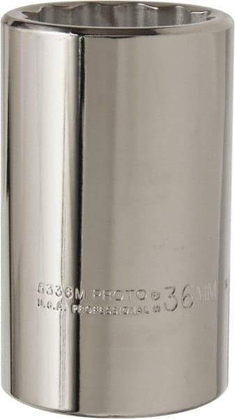 Proto - 1/2" Drive, Deep Hand Socket - 12 Points, 3-1/4" OAL, Alloy Steel, Chrome Finish - USA Tool & Supply
