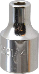 Proto - 1/4", 1/2" Drive, Standard Hand Socket - 6 Points, 1-31/64" OAL, Alloy Steel, Chrome Finish - USA Tool & Supply