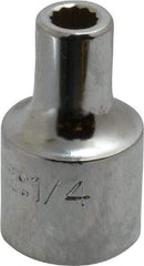 Proto - 1/4", 1/2" Drive, Standard Hand Socket - 12 Points, 1-31/64" OAL, Alloy Steel, Chrome Finish - USA Tool & Supply