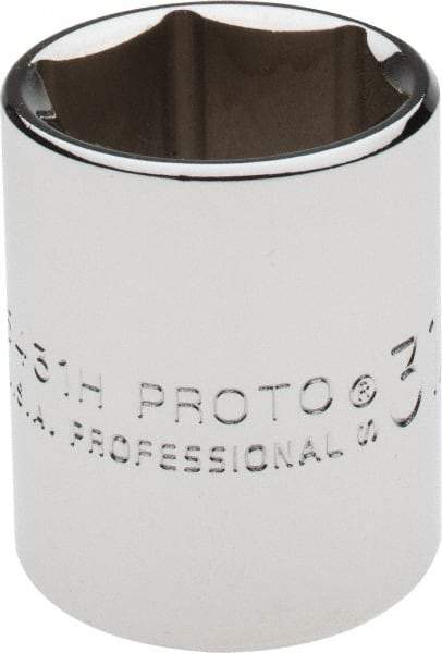 Proto - 31/32", 1/2" Drive, Standard Hand Socket - 6 Points, 1-9/16" OAL, Alloy Steel, Chrome Finish - USA Tool & Supply