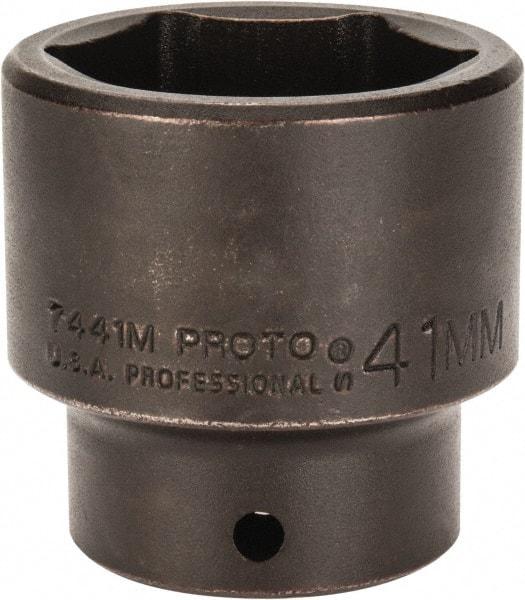 Proto - 1/2" Drive 41mm Standard Impact Socket - 6 Points, 2-3/8" OAL - USA Tool & Supply