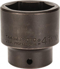 Proto - 1/2" Drive 41mm Standard Impact Socket - 6 Points, 2-3/8" OAL - USA Tool & Supply