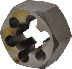 Interstate - 1-16 UNS Thread, 1-13/16" Hex, Right Hand Thread, Hex Rethreading Die - Carbon Steel, 1" Thick - Exact Industrial Supply