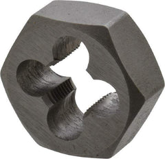 Interstate - 1/4-48 UNS Thread, 11/16" Hex, Right Hand Thread, Hex Rethreading Die - Carbon Steel, 1/4" Thick - Exact Industrial Supply