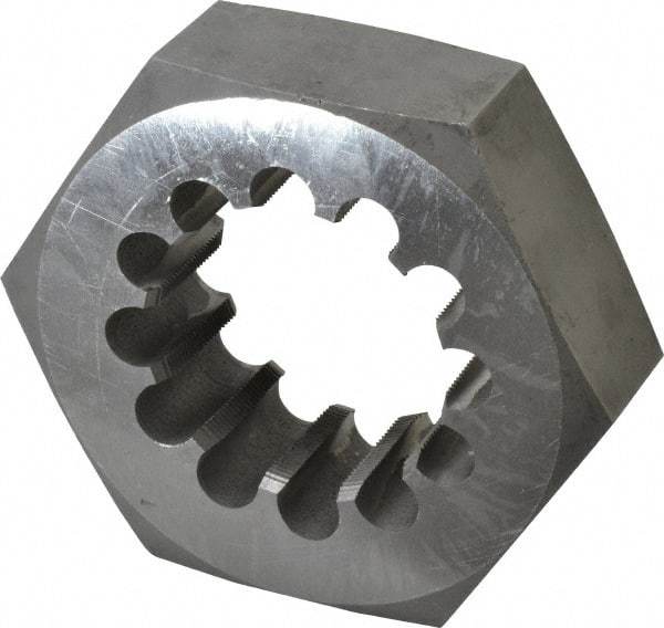 Interstate - 2-1/2 - 18 UNS Thread, 4-1/2" Hex, Right Hand Thread, Hex Rethreading Die - Carbon Steel, 1-1/2" Thick - Exact Industrial Supply