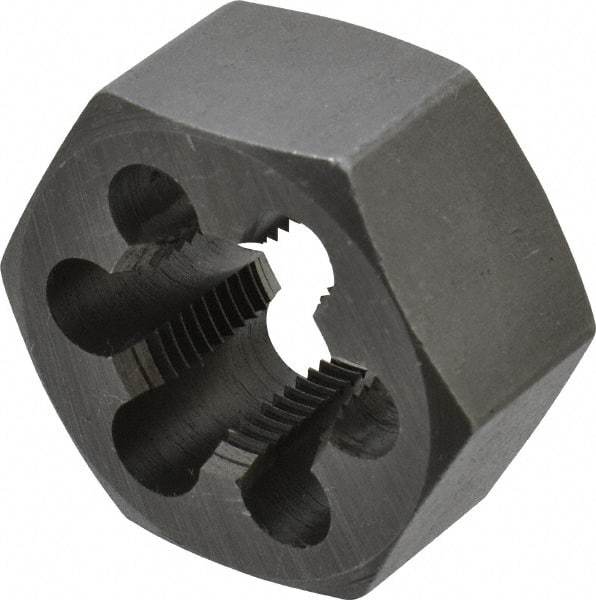 Interstate - 3/4-18 UNS Thread, 1-7/16" Hex, Right Hand Thread, Hex Rethreading Die - Carbon Steel, 3/4" Thick - Exact Industrial Supply