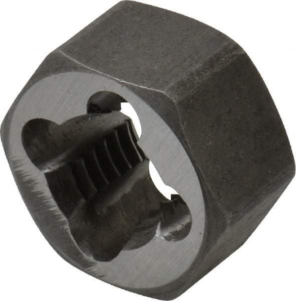 Interstate - M11x1.50 Metric Coarse Thread, 25/32" Hex, Right Hand Thread, Hex Rethreading Die - Carbon Steel, 7/16" Thick - Exact Industrial Supply