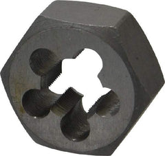 Interstate - M12x0.75 Metric Fine Thread, 1-1/16" Hex, Right Hand Thread, Hex Rethreading Die - Carbon Steel, 1/2" Thick - Exact Industrial Supply