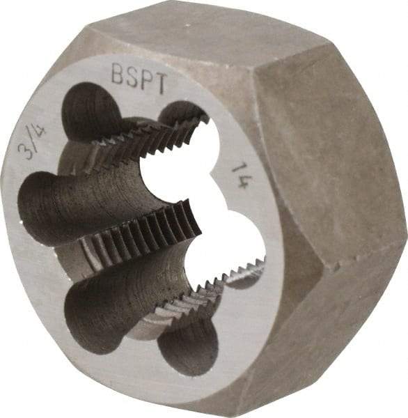 Interstate - 3/4-14 BSPT Thread, Hex Pipe Die - 2" Outside Diam, Carbon Steel - Exact Industrial Supply