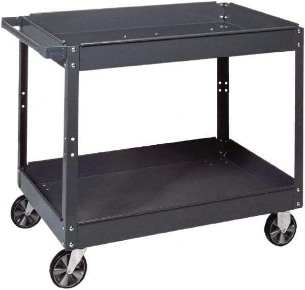 Edsal - 1,000 Lb Capacity, 18" Wide x 30" Long x 36" High Standard Utility Cart - 2 Shelf, Steel, 2 Rigid/2 Swivel Casters - USA Tool & Supply