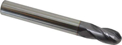 Niagara Cutter - 1/2" Diam, 1" LOC, 4 Flute Solid Carbide Ball End Mill - TiAlN Finish, Single End, 4" OAL, 1/2" Shank Diam, Spiral Flute - USA Tool & Supply