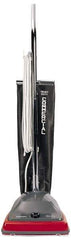 Sanitaire - Single Motor Lightweight Upright Vacuum Cleaner - 12" Cleaning Width, 5" Amps, Comfort Hand Grip, Gray with Black Bag - USA Tool & Supply