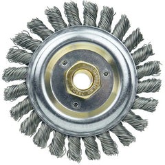 5″ Filler Pass Brush-0.023″ Steel Wire, 5/8″-11 Dbl-He x Nut - Dually Weld Cleaning Brush - USA Tool & Supply