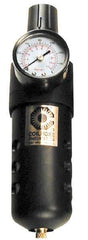 Coilhose Pneumatics - 1/4" NPT Port Compact 1 Piece Filter/Regulator FRL Unit - Zinc Bowl, 48 SCFM, 250 Max psi, 8" High, Manual Drain - USA Tool & Supply