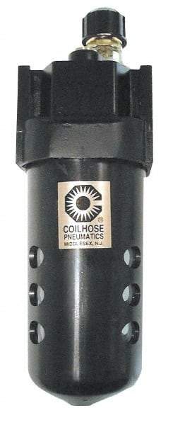 Coilhose Pneumatics - 3/8 NPT Port, 150 Max psi, Standard Lubricator - Polycarbonate Bowl, Cast Aluminum Body, 160 CFM, 120°F Max, 2-3/4" Wide x 8" High - USA Tool & Supply