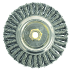 6" Filler Pass Brush - .023 Steel Wire; 5/8-11 Dbl-Hex Nut - Dually Weld Cleaning Brush - USA Tool & Supply