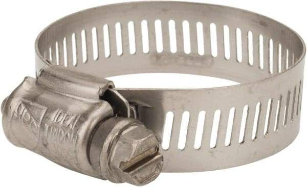 IDEAL TRIDON - SAE Size 44, 1-1/4 to 3-1/4" Diam, Stainless Steel Worm Drive Clamp - 9/16" Wide, Material Grade 301, Series 63-4 - USA Tool & Supply