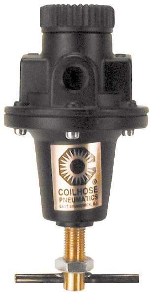 Coilhose Pneumatics - 3/4 NPT Port, 160 CFM, Cast Aluminum Heavy-Duty T-Handle Regulator - 0 to 60 psi Range, 250 Max psi Supply Pressure, 1/4" Gauge Port Thread, 5" Wide x 8-1/2" High - USA Tool & Supply