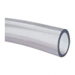 Made in USA - 1-1/4" ID x 1-5/8" OD, 3/16" Wall Thickness, Cut to Length (50' Standard Length) PVC Tube - Clear, 31 Max psi, 68 Shore A Hardness - USA Tool & Supply