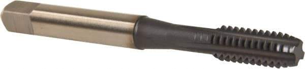 Cleveland - 1/4-20 UNC 3B 4 Flute TiCN Finish Powdered Metal Straight Flute Machine Tap - Modified Bottoming, Right Hand Thread, 63.5mm OAL, 25.4mm Thread Length, H3 Limit, Oversize - Exact Industrial Supply
