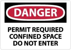 NMC - "Danger - Permit Required - Confined Space - Do Not Enter", 7" Long x 10" Wide, Aluminum Safety Sign - Rectangle, 0.04" Thick, Use for Accident Prevention - USA Tool & Supply