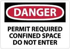 NMC - "Danger - Permit Required - Confined Space - Do Not Enter", 7" Long x 10" Wide, Aluminum Safety Sign - Rectangle, 0.04" Thick, Use for Accident Prevention - USA Tool & Supply