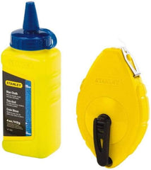 Stanley - 100' Long Reel & Chalk Set - Blue - USA Tool & Supply