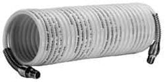 Coilhose Pneumatics - 1/4" ID x 1/4 NPT x 17', Natural Coiled & Self Storing Air Hose - 185 Max PSI, Rigid Fitting - USA Tool & Supply