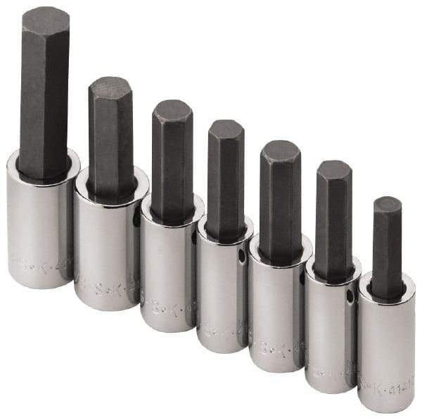 SK - 7 Piece 1/2" Drive Inch Hex Bit Socket Set - 5/16 to 3/4" Hex - USA Tool & Supply