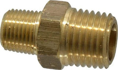 Cerro - 1/4 x 1/8 Male Thread, Brass Industrial Pipe Hex Nipple - MNPTF, 1,200 psi - USA Tool & Supply