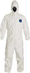 Dupont - Size 4XL Film Laminate General Purpose Coveralls - White, Zipper Closure, Elastic Cuffs, Elastic Ankles, Serged Seams - USA Tool & Supply