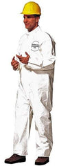 Dupont - Size 2XL Saranex Chemical Resistant Coveralls - White, Zipper Closure, Open Cuffs, Open Ankles, Bound Seams - USA Tool & Supply