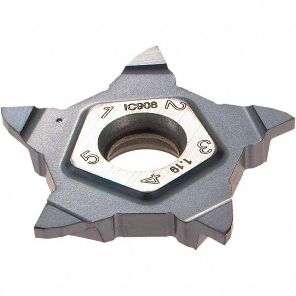 Iscar - PENTA24N119 IC908 Grade, 0.0469" Cutting Width, Carbide Cutoff Insert - Neutral Lead Angle, 0.0039" Cnr Rad, TiAlN Coated - USA Tool & Supply